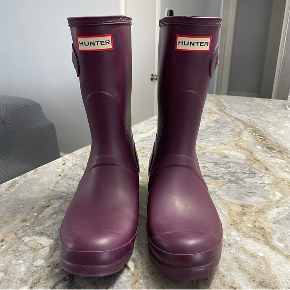 Hunter Original Short Waterproof Rain Boot Purple Women’s 9 Men’s 8 - Picture 2 of 13